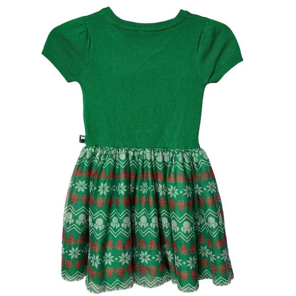 Disney Mickey Mouse Tutu Dress Christmas Green Red Knitted Size 6-6X Disneyland - Picture 2 of 7